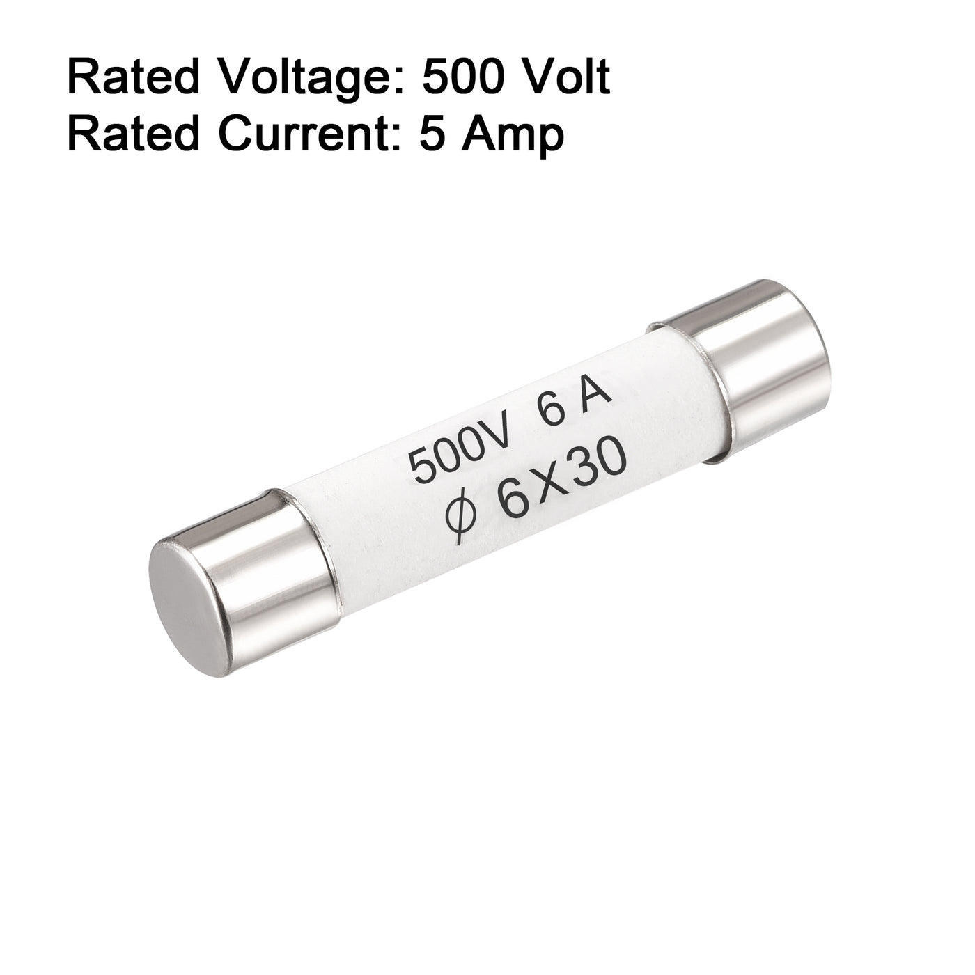 uxcell Uxcell Ceramic Cartridge Fuses 6A 500V 6x30mm Fast Blow for Energy Saving Lamp 5pcs