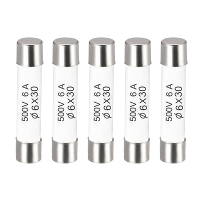 Harfington Uxcell Ceramic Cartridge Fuses 6A 500V 6x30mm Fast Blow for Energy Saving Lamp 5pcs