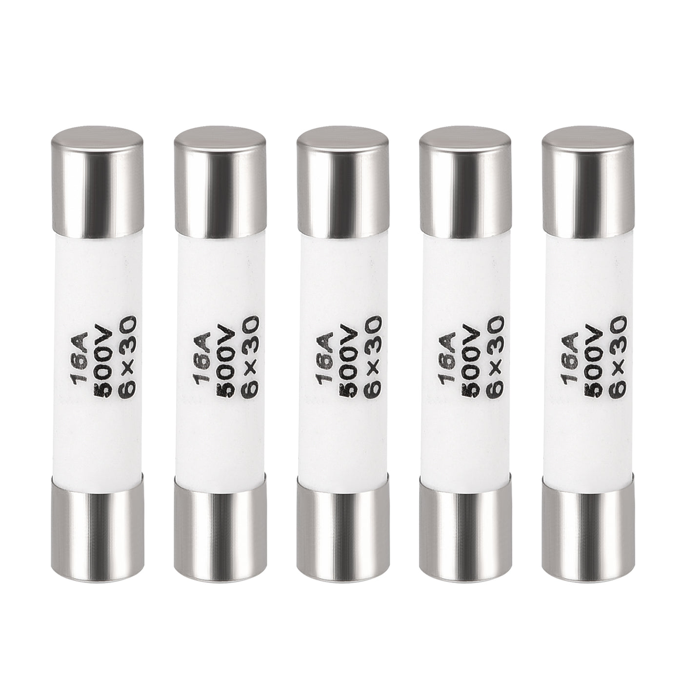 uxcell Uxcell Ceramic Cartridge Fuses 16A 500V 6x30mm Fast Blow for Energy Saving Lamp 5pcs