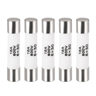 Harfington Uxcell Ceramic Cartridge Fuses 16A 500V 6x30mm Fast Blow for Energy Saving Lamp 5pcs