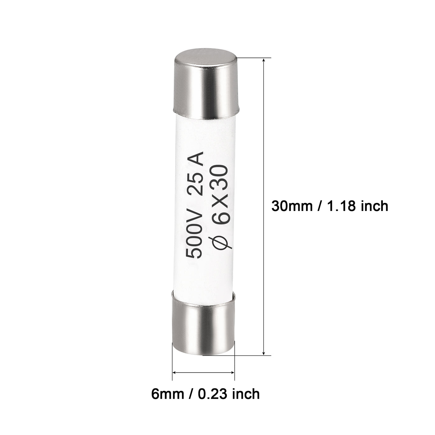 uxcell Uxcell Ceramic Cartridge Fuses 25A 500V 6x30mm Fast Blow for Energy Saving Lamp 10pcs