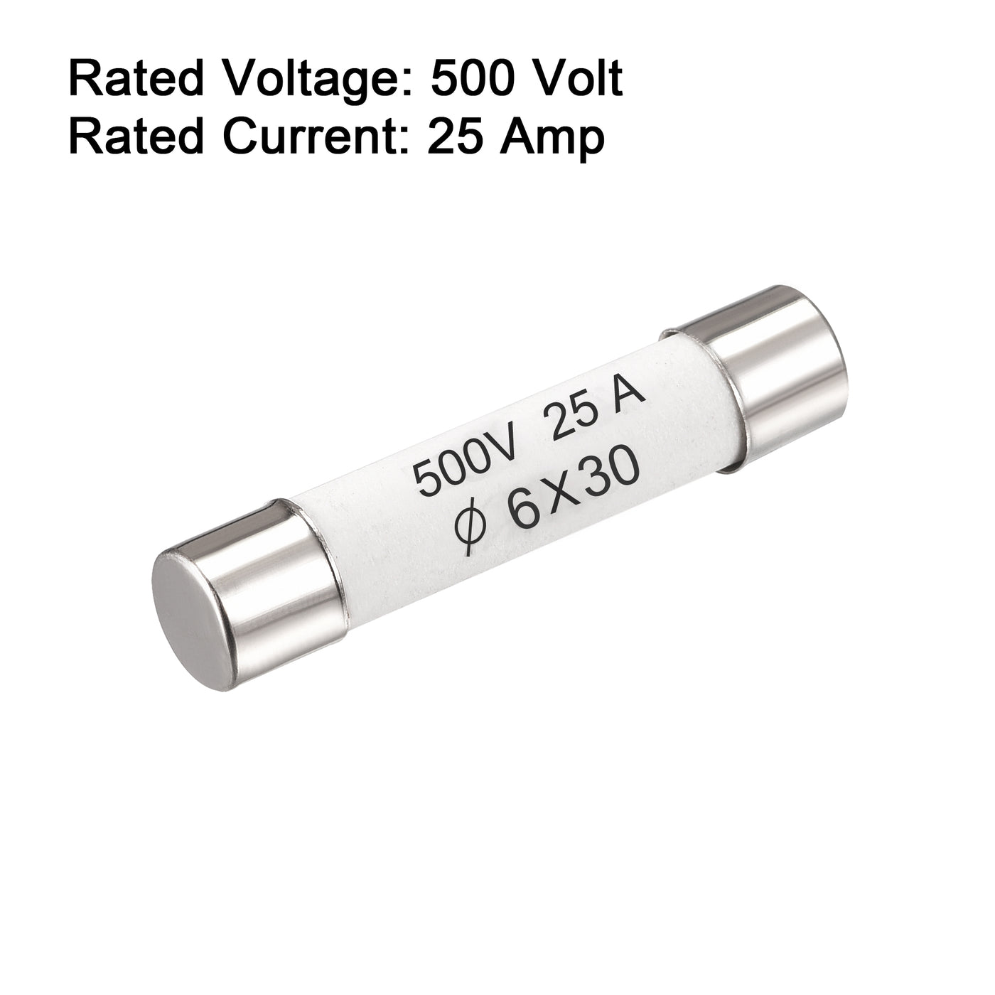 uxcell Uxcell Ceramic Cartridge Fuses 25A 500V 6x30mm Fast Blow for Energy Saving Lamp 10pcs