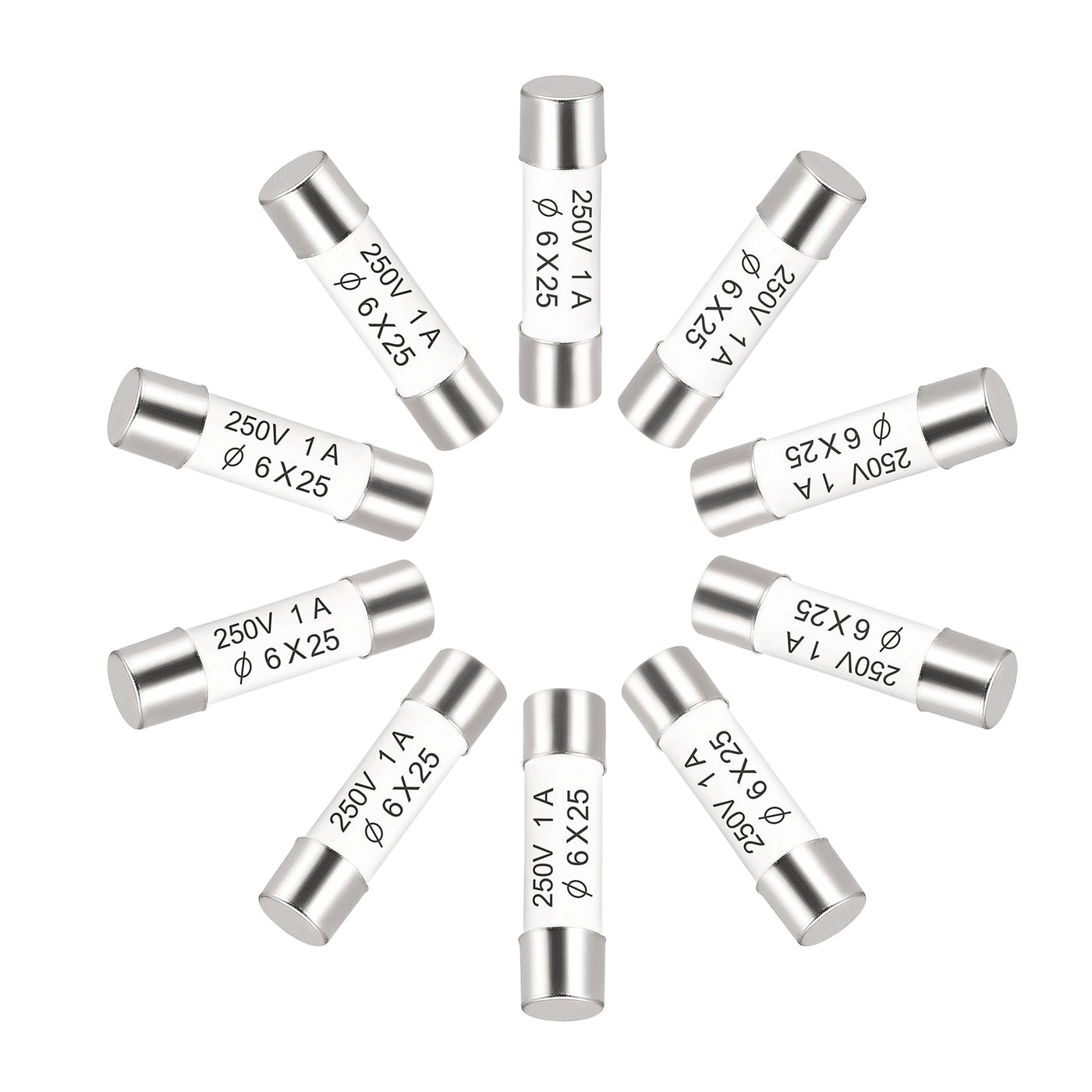 uxcell Uxcell 10 Stück Keramik Sicherungen Schneller Ersatz für 1A 250V 6x25mm Verstärker Energiesparlampe Vorschaltgerät