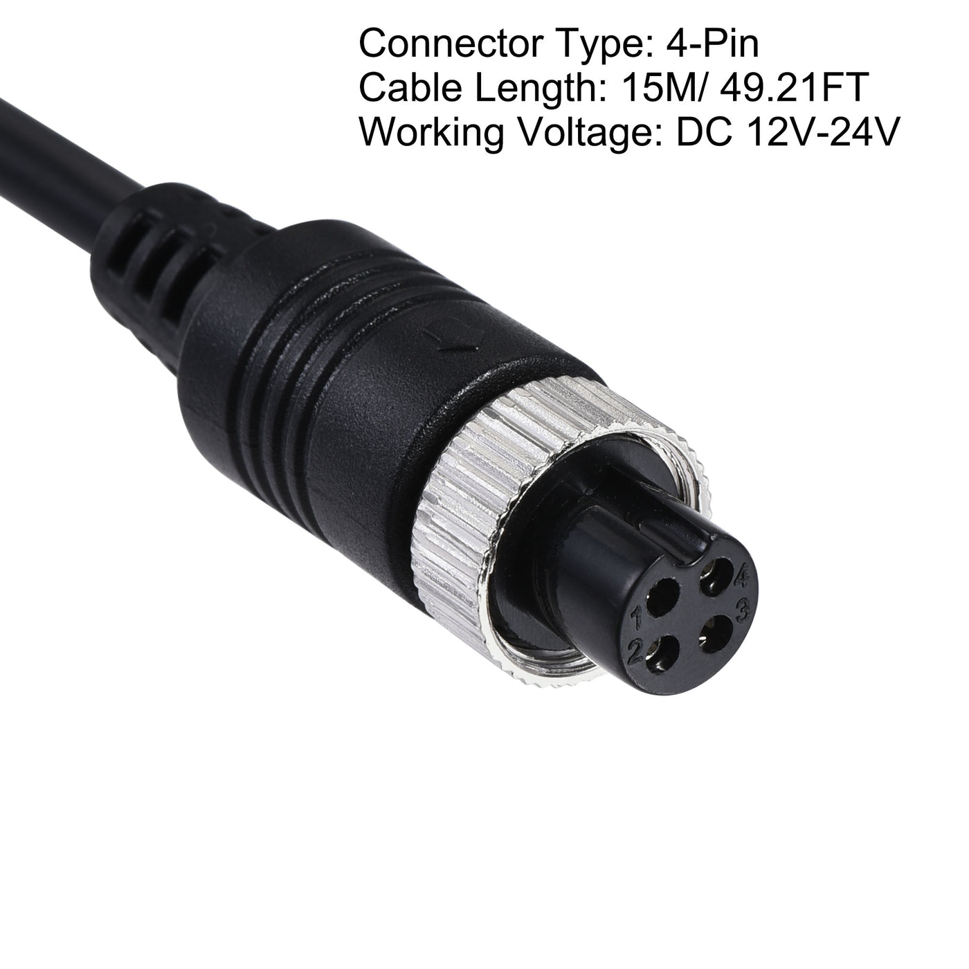 uxcell Uxcell Video Aviation Cable 4-Pin 49.21FT 15 Meters Male to Female Extension Cable