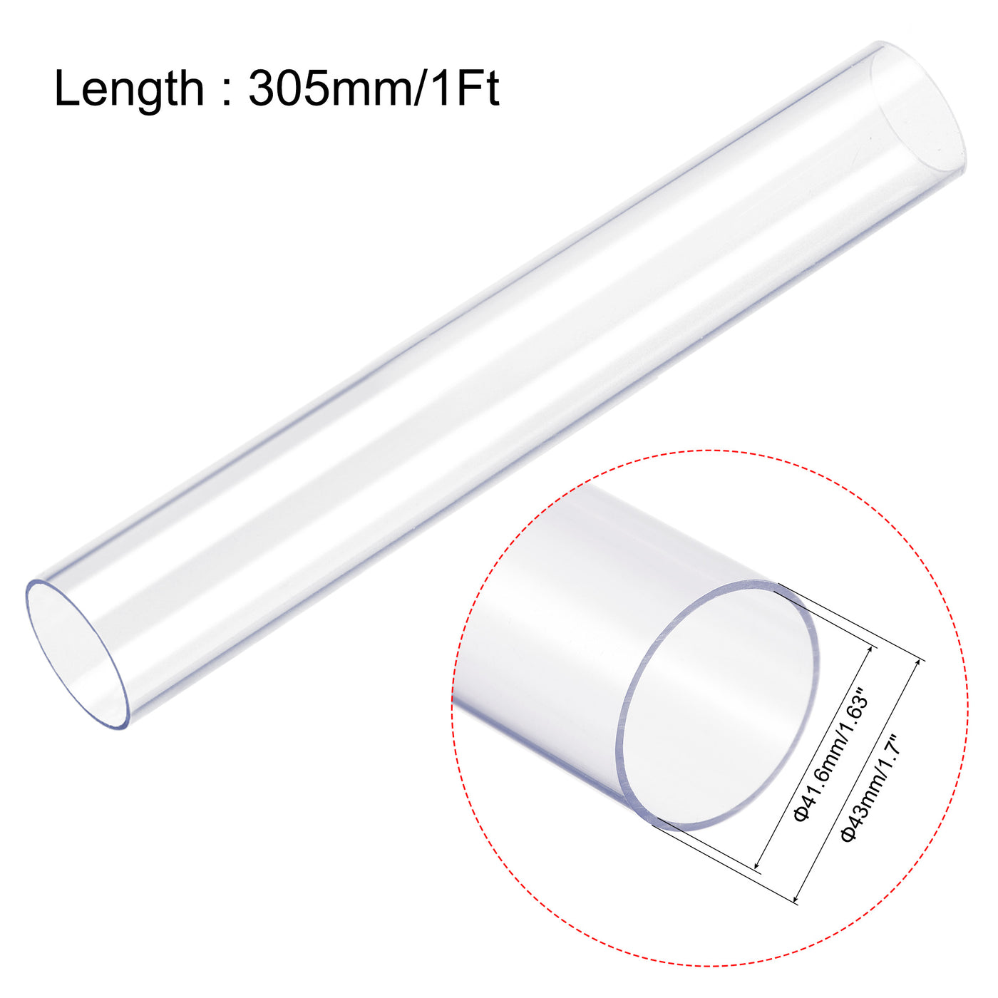 uxcell Uxcell Polycarbonate Rigid Round Tubing Plastic Tube