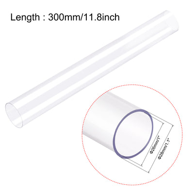 Harfington Uxcell Polycarbonate Rigid Round Clear Tubing 26mm(1 Inch)IDx28mm(1.1 Inch)ODx300mm(11.8 Inch) Length Plastic Storage Transparent Tube with White Lids