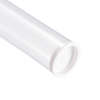 Harfington Uxcell Polycarbonate Rigid Round Clear Tubing 26mm(1 Inch)IDx28mm(1.1 Inch)ODx300mm(11.8 Inch) Length Plastic Storage Transparent Tube with White Lids