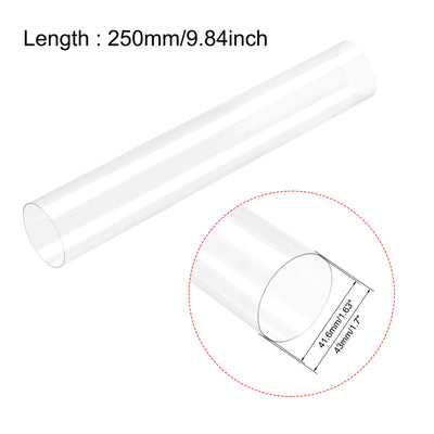 Harfington Uxcell 2pcs Polycarbonate Rigid Round Clear Tubing 41.6mm(1.63 Inch)IDx43mm(1.7 Inch)ODx250mm(9.84 Inch) Length Plastic Storage Transparent Tube with Lids