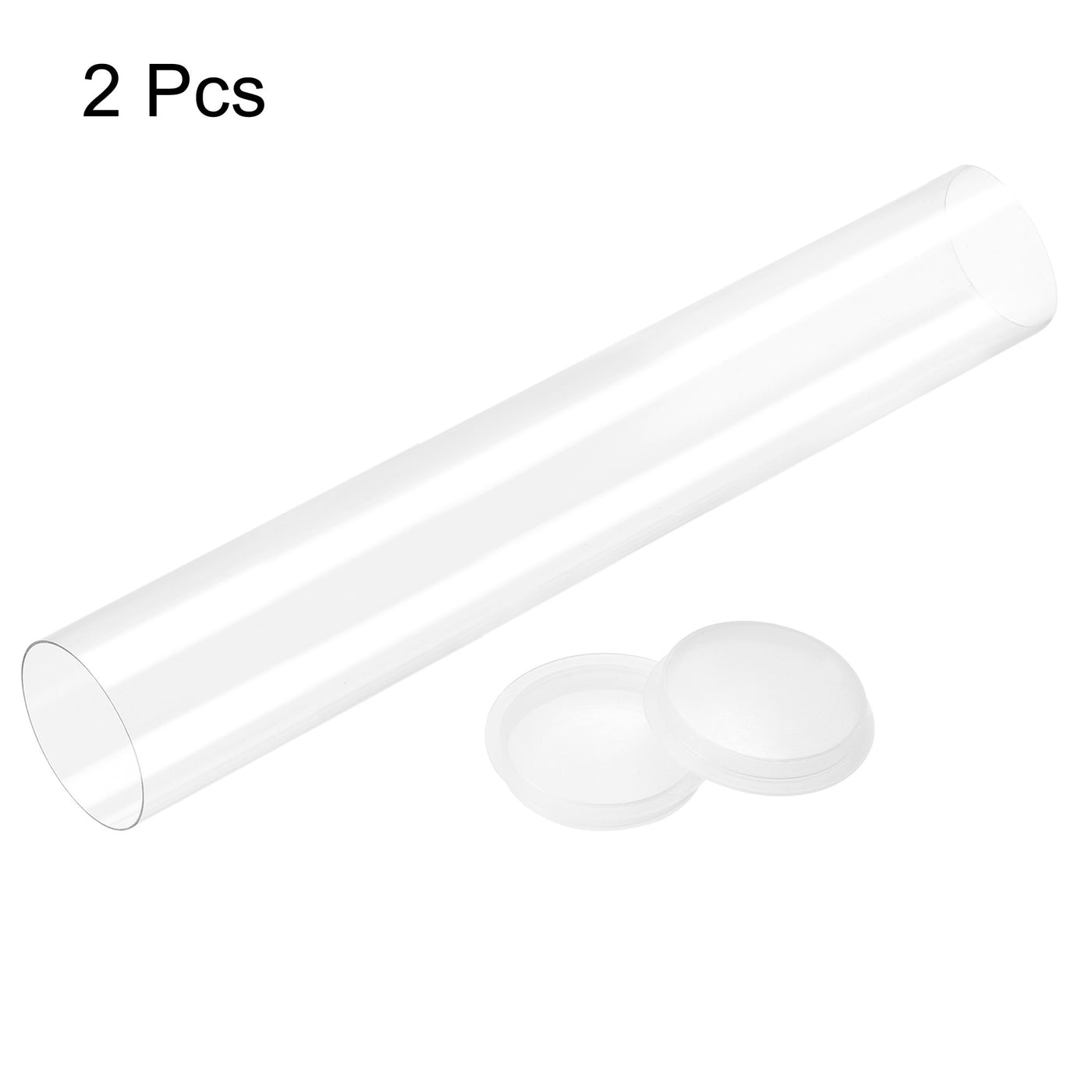 uxcell Uxcell 2pcs Polycarbonate Rigid Round Clear Tubing 41.6mm(1.63 Inch)IDx43mm(1.7 Inch)ODx250mm(9.84 Inch) Length Plastic Storage Transparent Tube with Lids