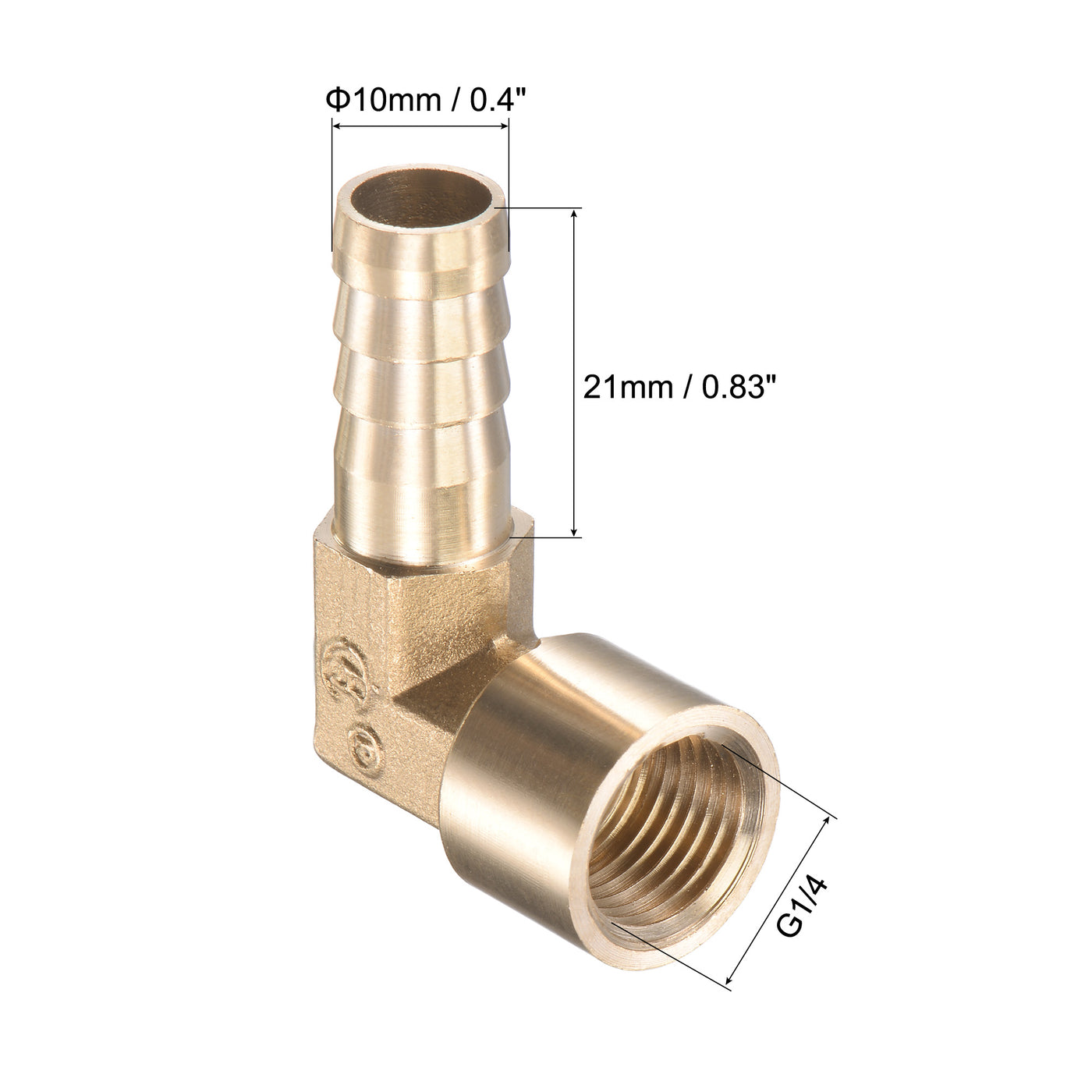 Uxcell Uxcell Brass Hose Barb Fitting Elbow 8mm x G1/4 Female Thread Right Angle Pipe Connector with Stainless Steel Hose Clamp