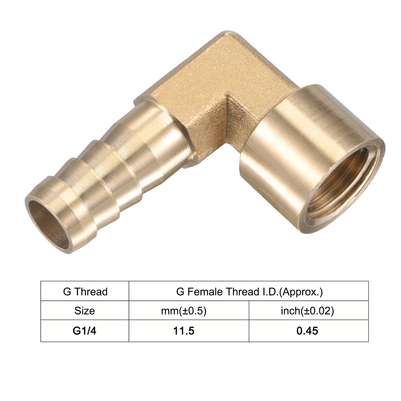 Uxcell Uxcell Brass Hose Barb Fitting Elbow 8mm x G1/4 Female Thread Right Angle Pipe Connector with Stainless Steel Hose Clamp