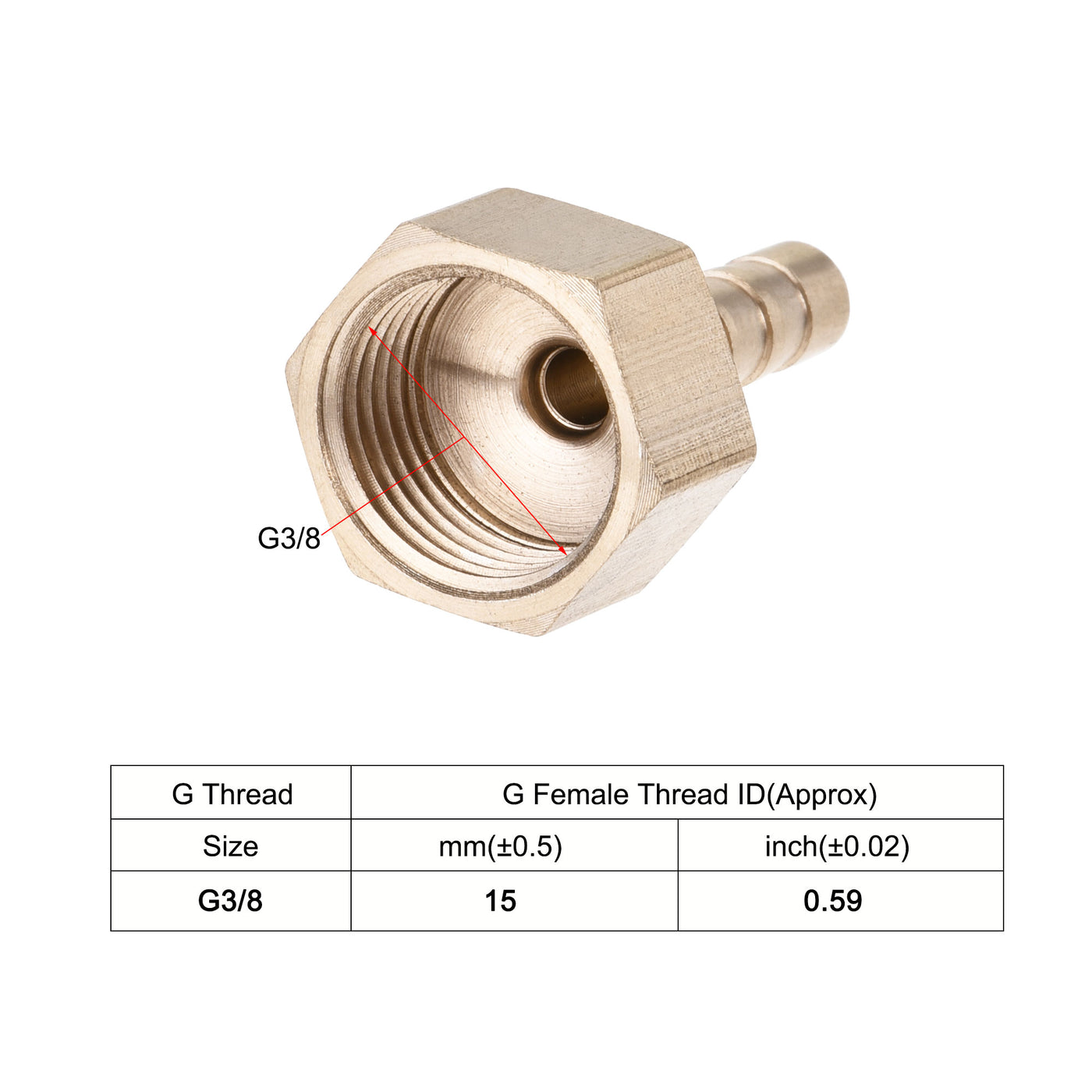 uxcell Uxcell Brass Barb Hose Fitting Connector Adapter 6mm Barbed x G3/8 Female Pipe with 6-12mm Hose Clamp 2Set