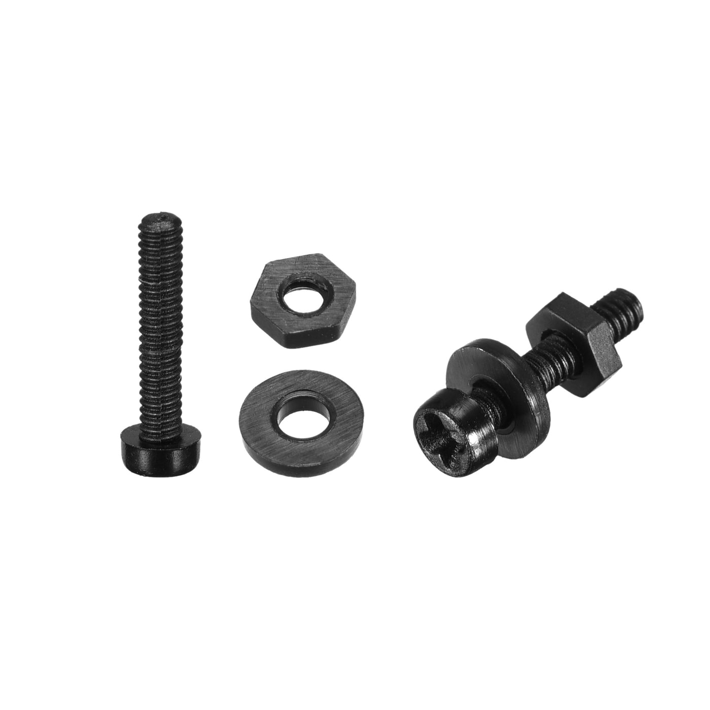 uxcell Uxcell M2x10mm Nylon Screw Nut Washer Assortment Kit Black 20 Set