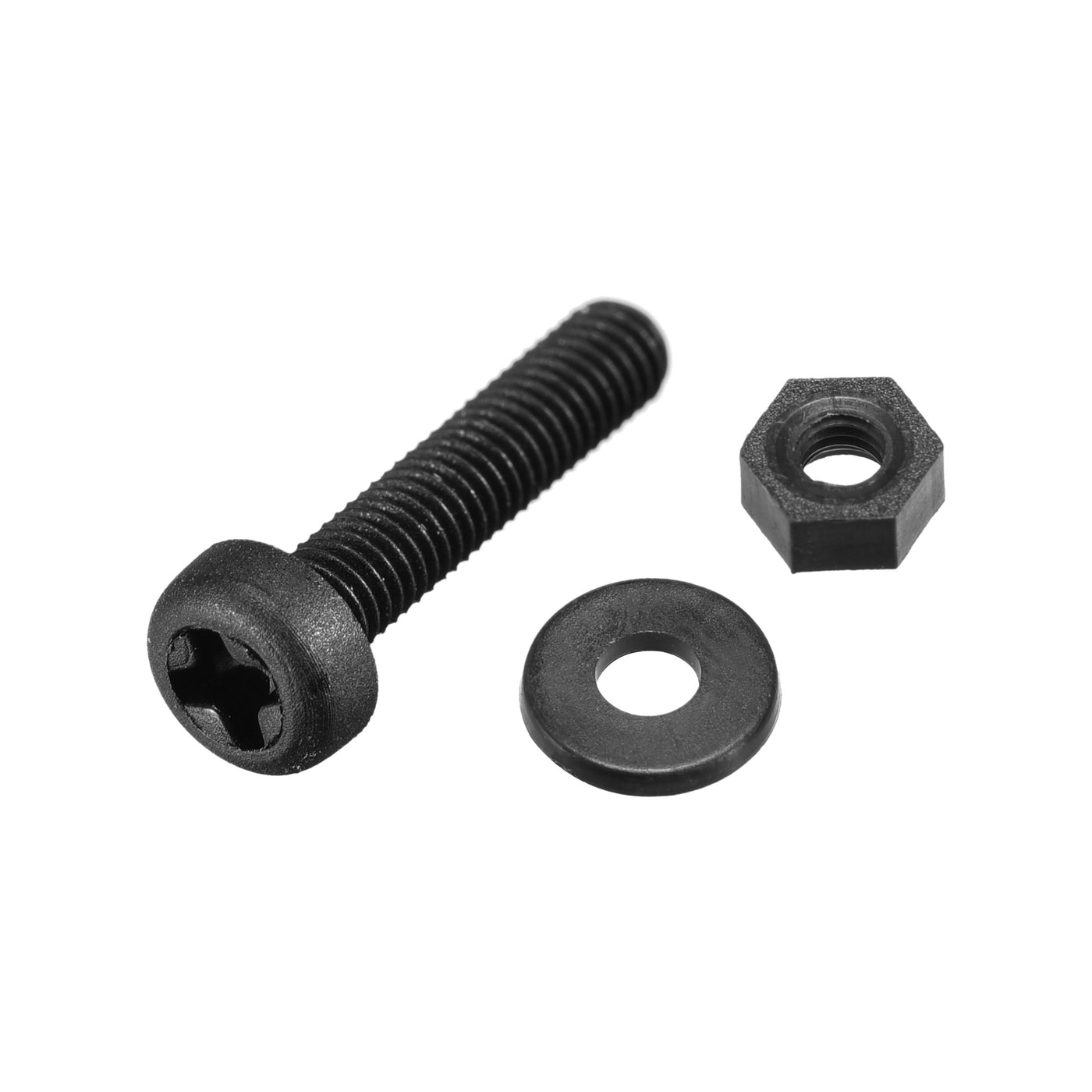 uxcell Uxcell M3x15mm Nylon Screw Nut Washer Assortment Kit Black 20 Set