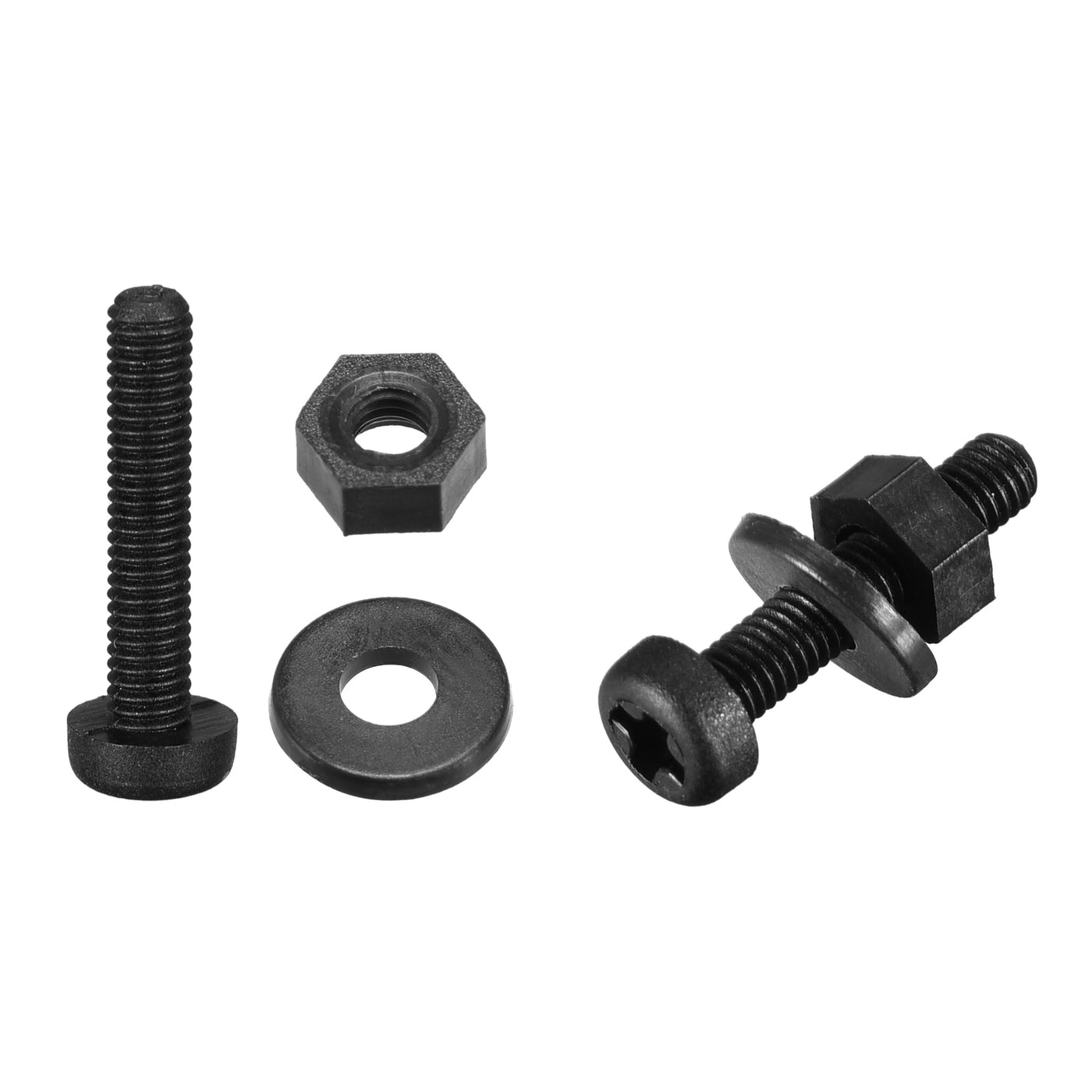 uxcell Uxcell M3x15mm Nylon Screw Nut Washer Assortment Kit Black 20 Set