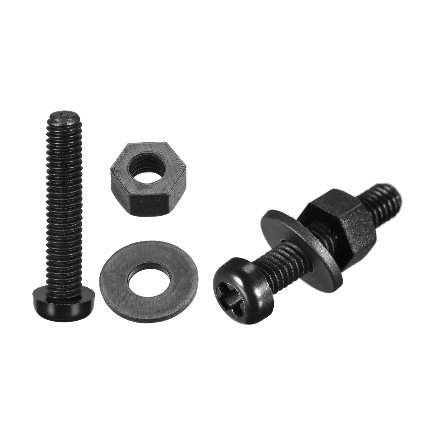 uxcell Uxcell M4x20mm Nylon Screw Nut Washer Assortment Kit Black 20 Set