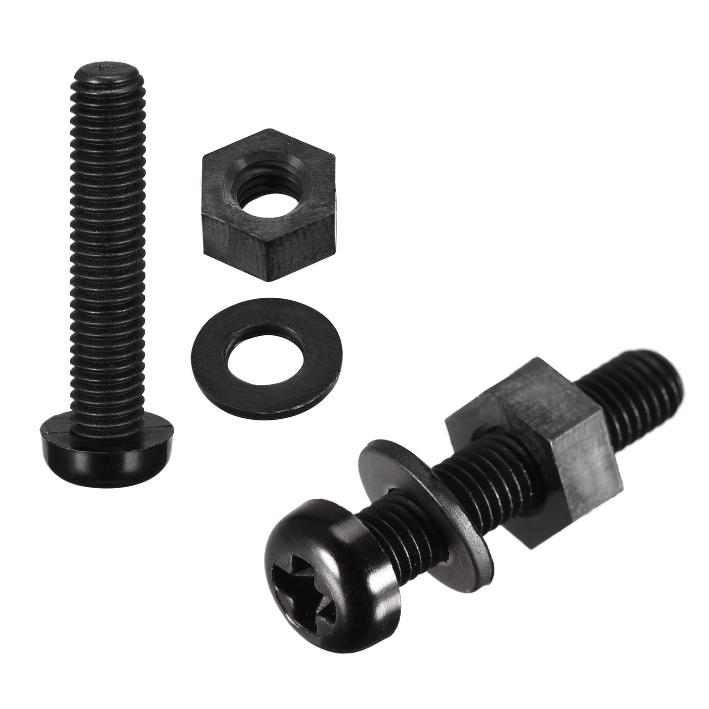 uxcell Uxcell M5x25mm Nylon Screw Nut Washer Assortment Kit Black 20 Set