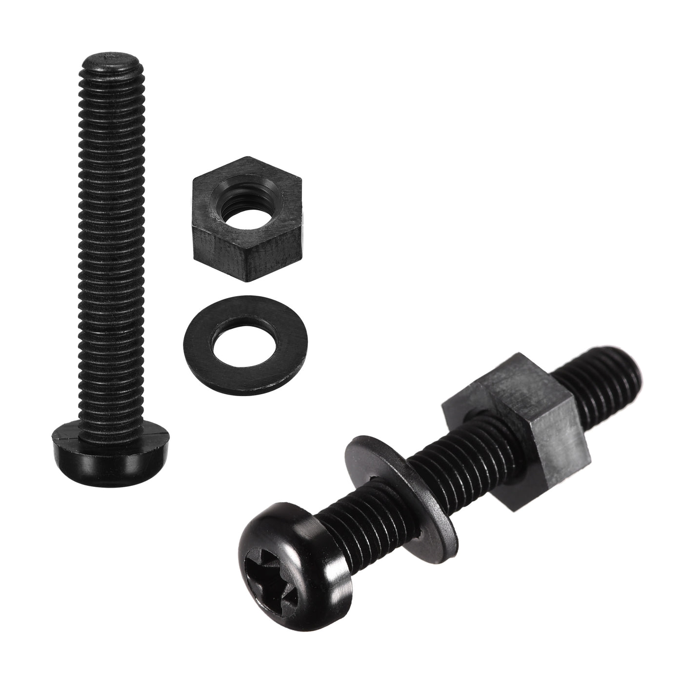 uxcell Uxcell M5x30mm Nylon Screw Nut Washer Assortment Kit Black 20 Set