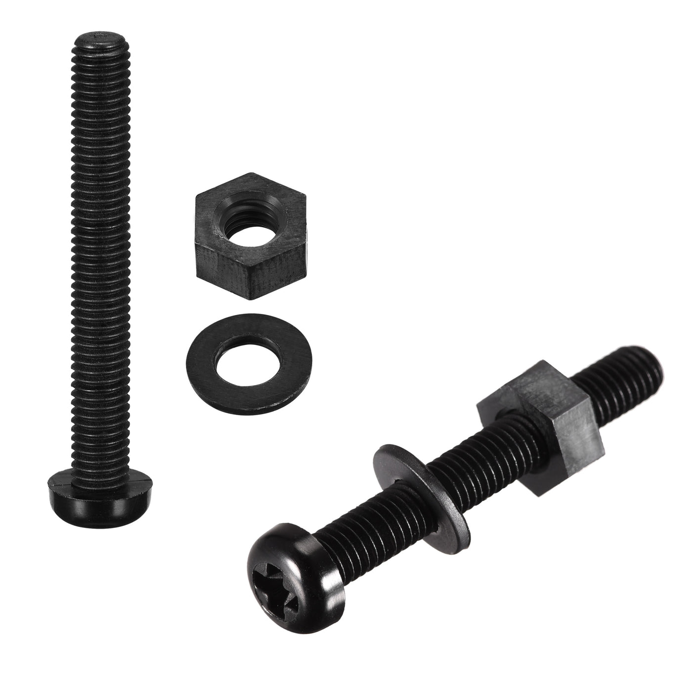 uxcell Uxcell M5x40mm Nylon Screw Nut Washer Assortment Kit Black 20 Set