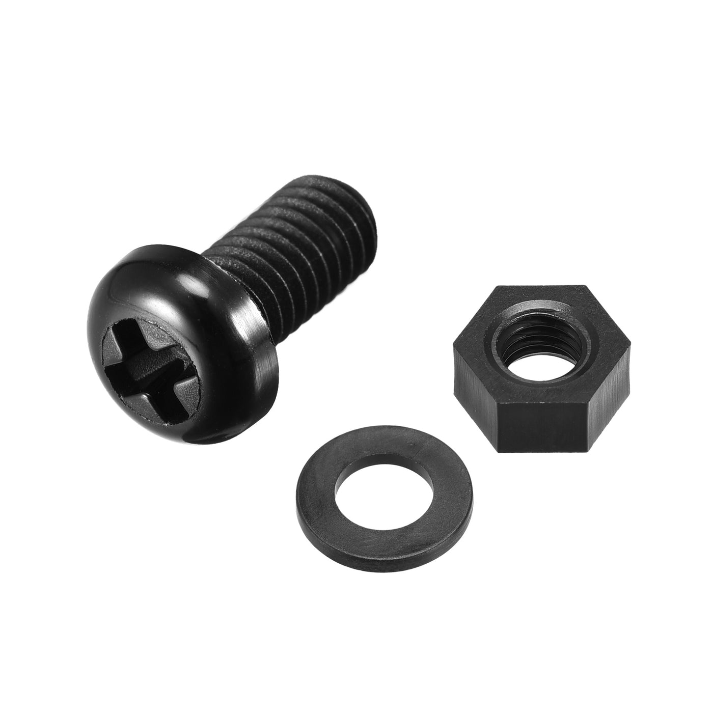 uxcell Uxcell M6x8mm Nylon Screw Nut Washer Assortment Kit Black 20 Set