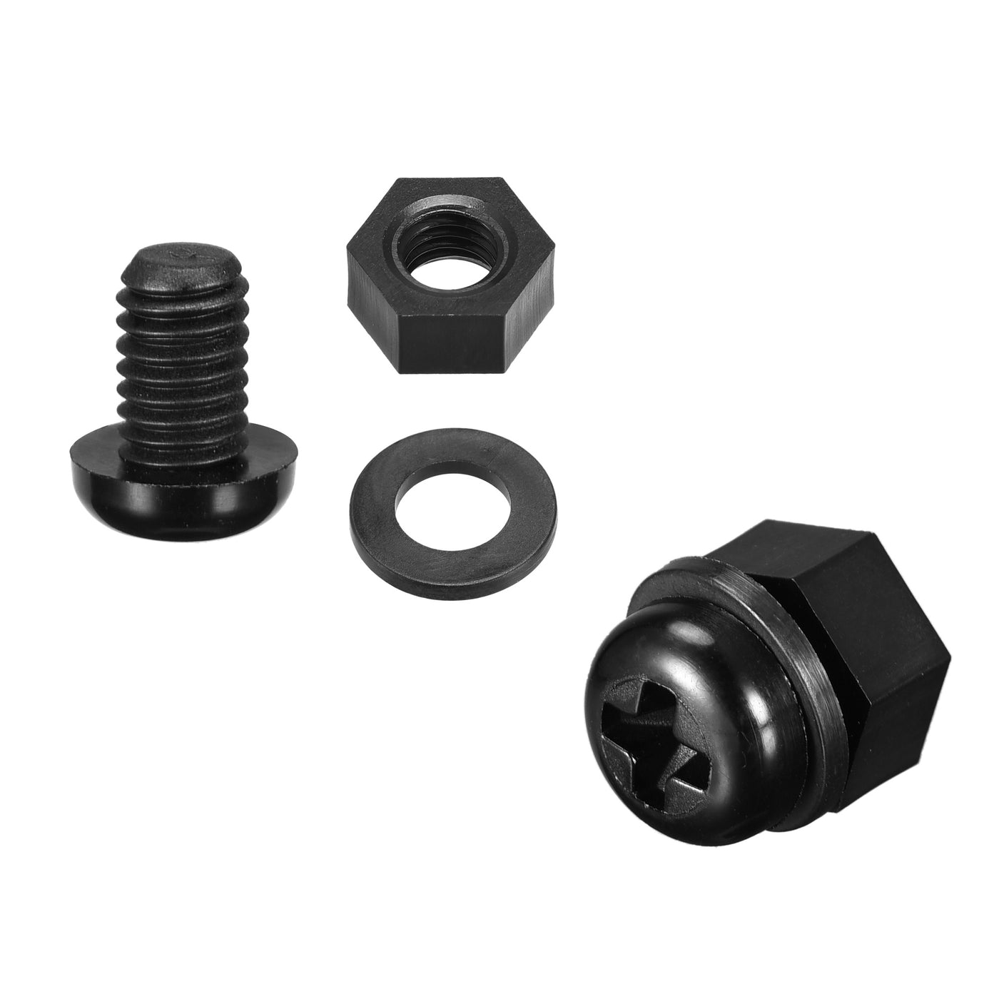 uxcell Uxcell M6x8mm Nylon Screw Nut Washer Assortment Kit Black 20 Set