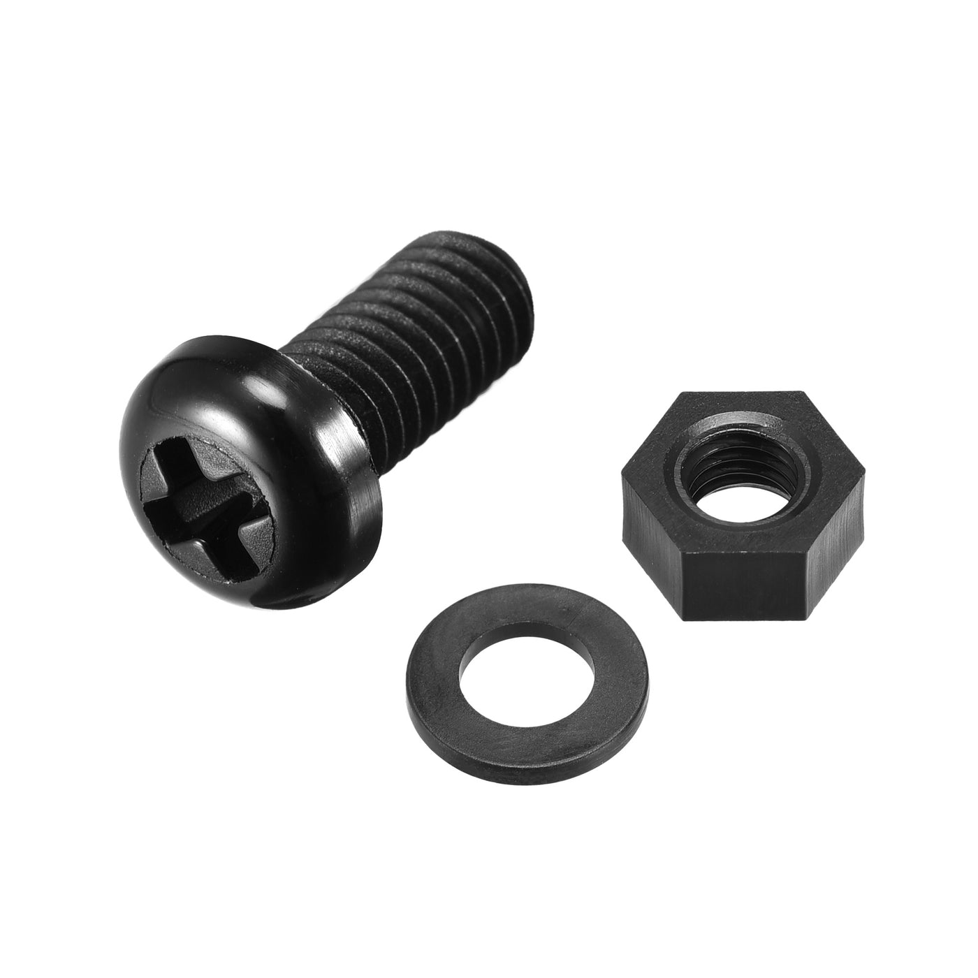 uxcell Uxcell M6x10mm Nylon Screw Nut Washer Assortment Kit Black 20 Set