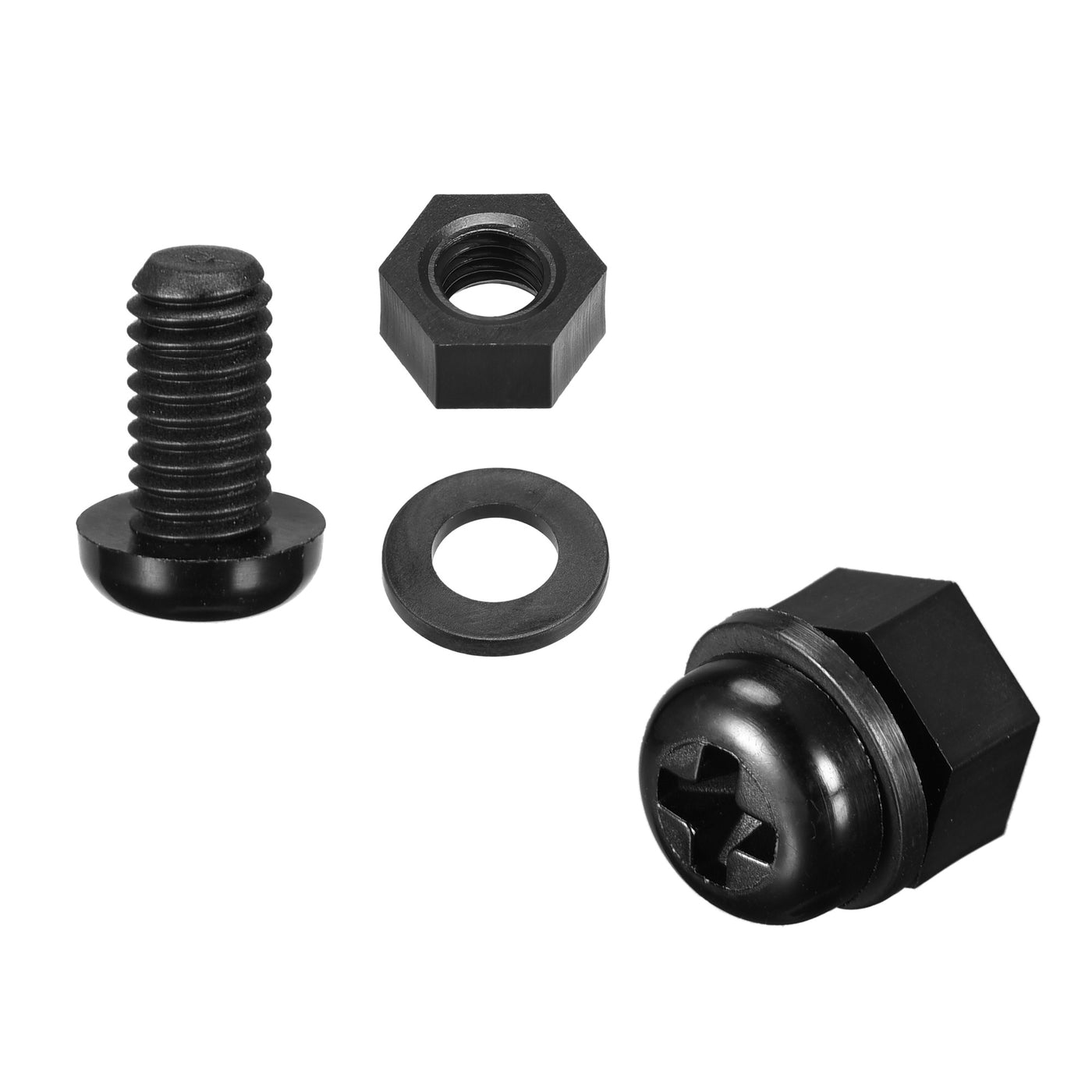 uxcell Uxcell M6x10mm Nylon Screw Nut Washer Assortment Kit Black 20 Set