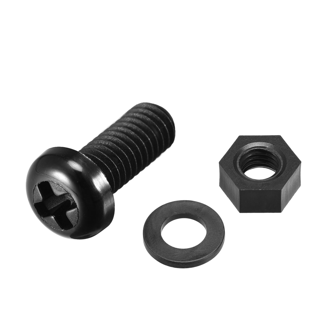 uxcell Uxcell M6x12mm Nylon Screw Nut Washer Assortment Kit Black 20 Set