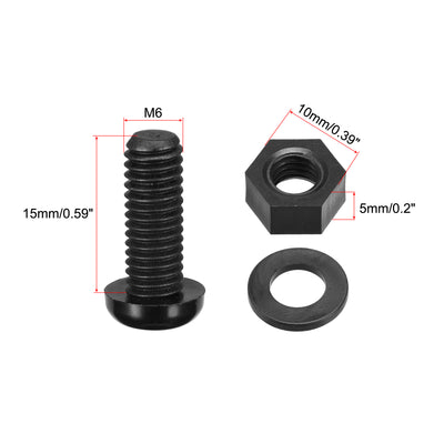 Harfington Uxcell M6x15mm Nylon Screw Nut Washer Assortment Kit Black 20 Set