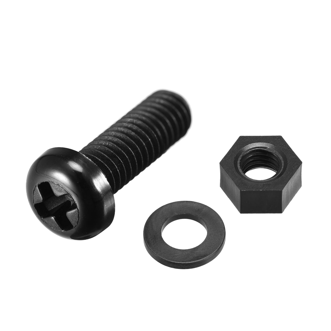 uxcell Uxcell M6x15mm Nylon Screw Nut Washer Assortment Kit Black 20 Set