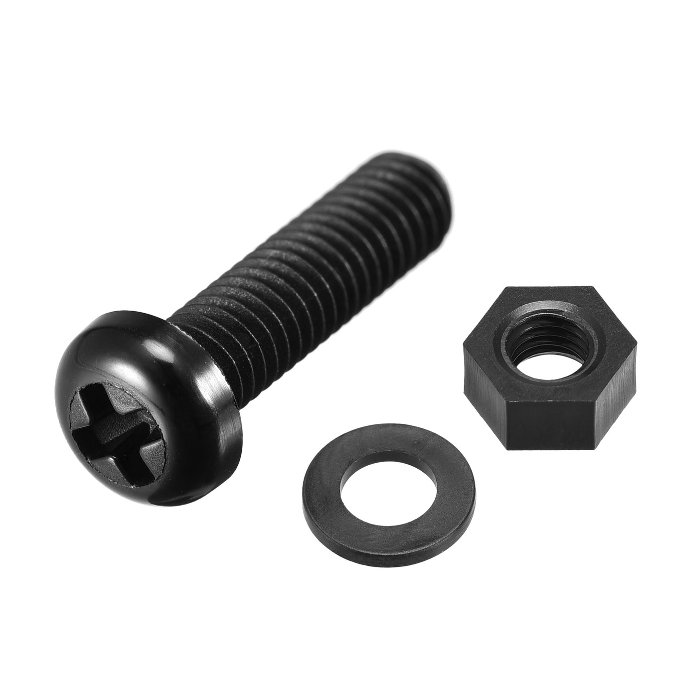 uxcell Uxcell M6x20mm Nylon Screw Nut Washer Assortment Kit Black 20 Set