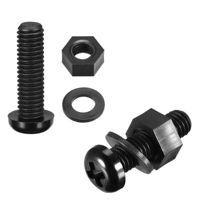 Harfington Uxcell M6x20mm Nylon Screw Nut Washer Assortment Kit Black 20 Set