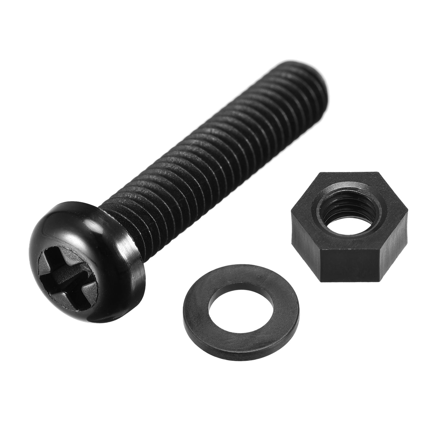 uxcell Uxcell M6x30mm Nylon Screw Nut Washer Assortment Kit Black 20 Set