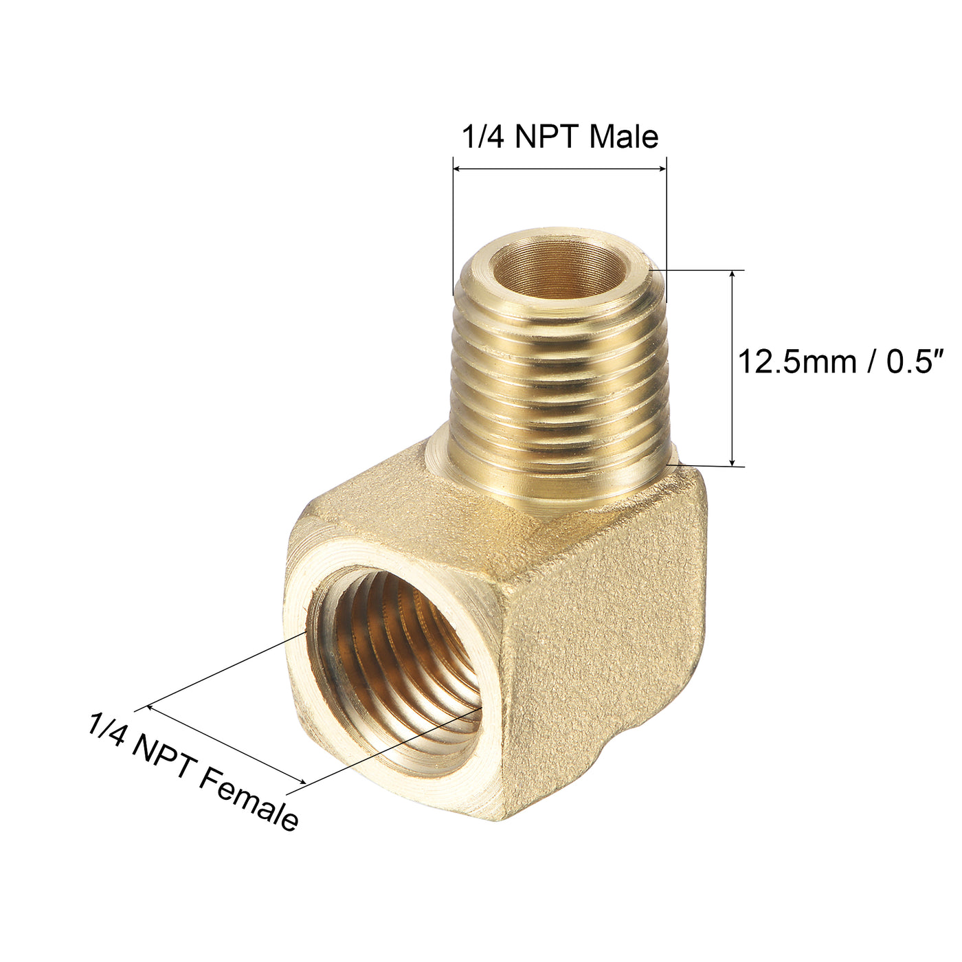 uxcell Uxcell Brass Hose Fitting Elbow 1/4 NPT Male to Female Thread Right Angle Pipe Connector Adapter, Pack of 2