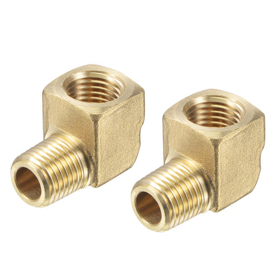 Harfington Uxcell Brass Hose Fitting Elbow 1/4 NPT Male to Female Thread Right Angle Pipe Connector Adapter, Pack of 2