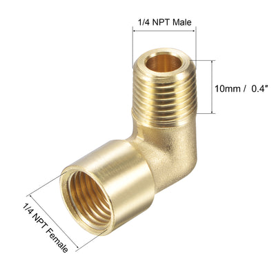 Harfington Uxcell Brass Hose Fitting Elbow 1/4 NPT Male to 1/4 NPT Female Thread Pipe Connector Adapter