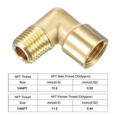 Harfington Uxcell Brass Hose Fitting Elbow 1/4 NPT Male to 1/4 NPT Female Thread Pipe Connector Adapter