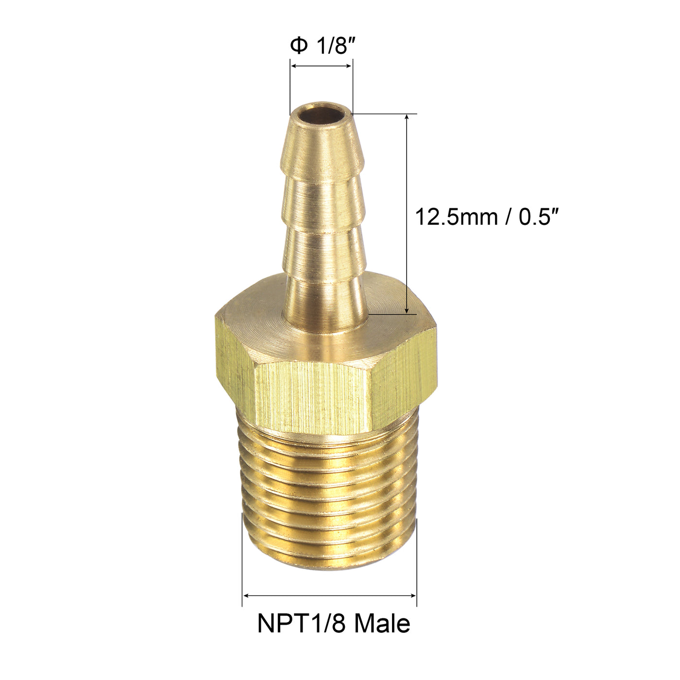 uxcell Uxcell Brass Hose Barb Fitting Straight Male Thread Pipe Connector for Water Air Fuel Tube