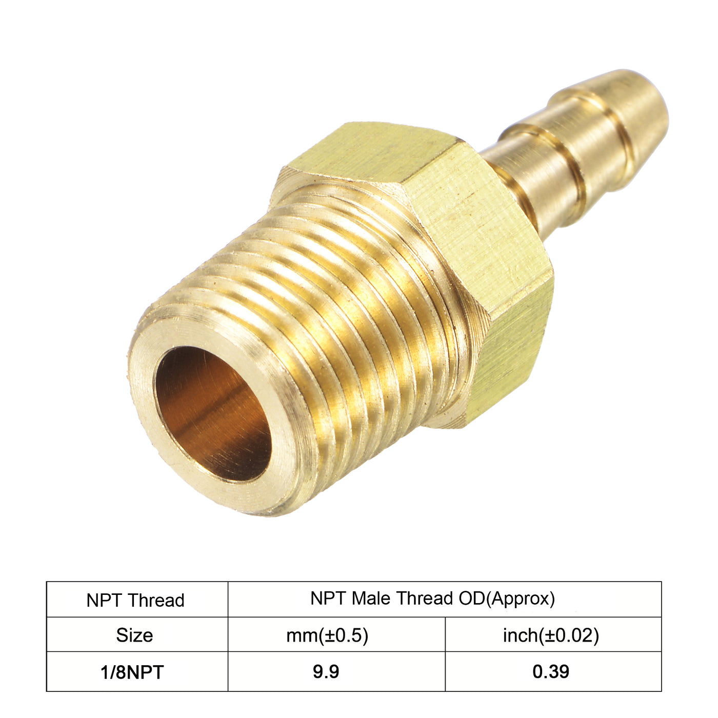 uxcell Uxcell Brass Hose Barb Fitting Straight Male Thread Pipe Connector for Water Air Fuel Tube