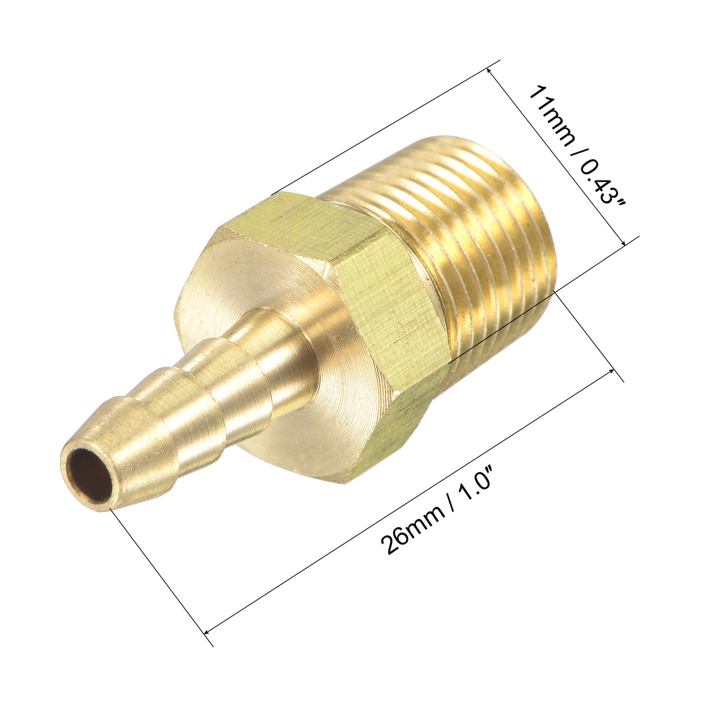 uxcell Uxcell Brass Hose Barb Fitting Straight Male Thread Pipe Connector for Water Air Fuel Tube