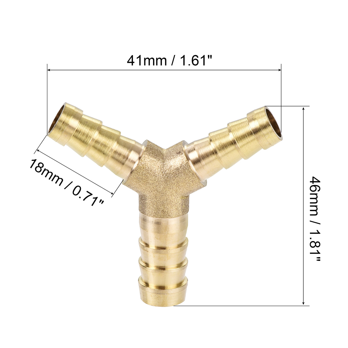 Uxcell Uxcell Reducing Barb Hose Fitting Y Shape Pipe Connector Brass 1/2" x 3/8" x 3/8"