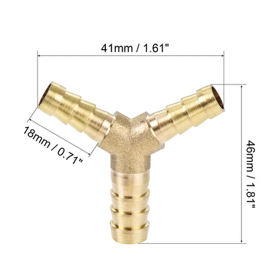 Harfington Uxcell Reducing Barb Hose Fitting Y Shape Pipe Connector Brass 1/2" x 3/8" x 3/8"