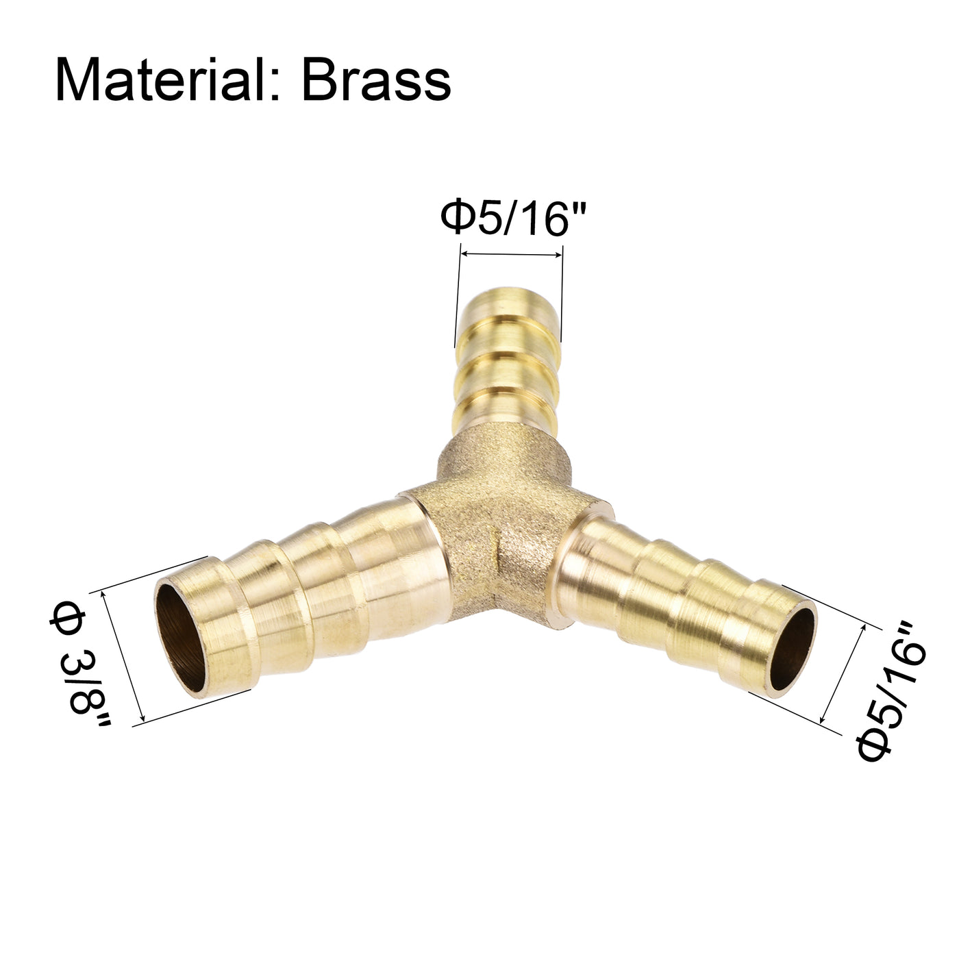 Uxcell Uxcell Reducing Barb Hose Fitting Y Shape Pipe Connector Brass 1/2" x 3/8" x 3/8"