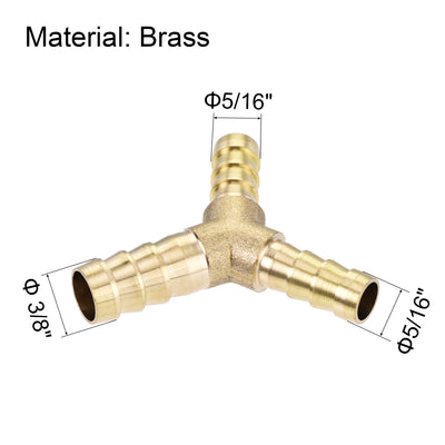 Harfington Uxcell Reducing Barb Hose Fitting Y Shape Pipe Connector Brass 1/2" x 3/8" x 3/8"