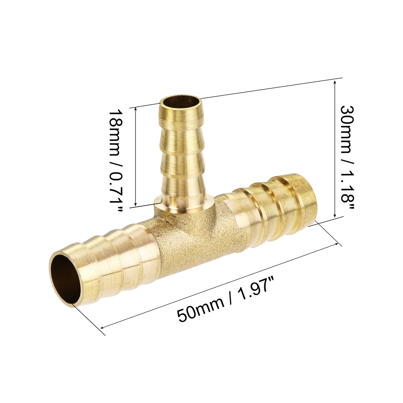 Uxcell Uxcell Reducing Barb Hose Fitting Tee T Shape Pipe Connector Brass 3/8" x 3/8" x 5/16"