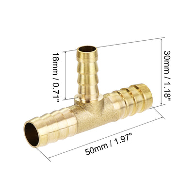 Harfington Uxcell Reducing Barb Hose Fitting Tee T Shape Pipe Connector Brass 3/8" x 3/8" x 5/16"