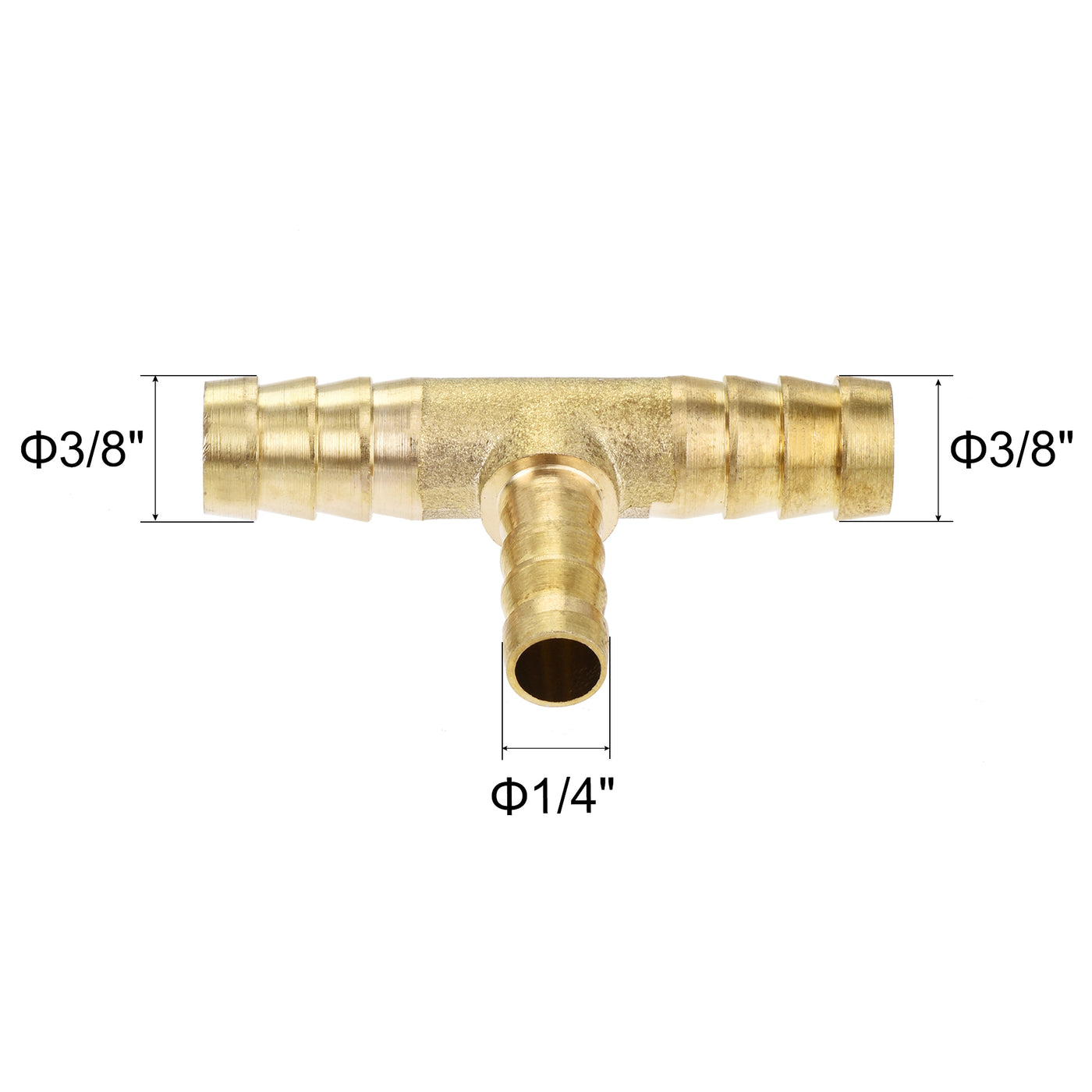 Uxcell Uxcell Reducing Barb Hose Fitting Tee T Shape Pipe Connector Brass 3/8" x 3/8" x 5/16"