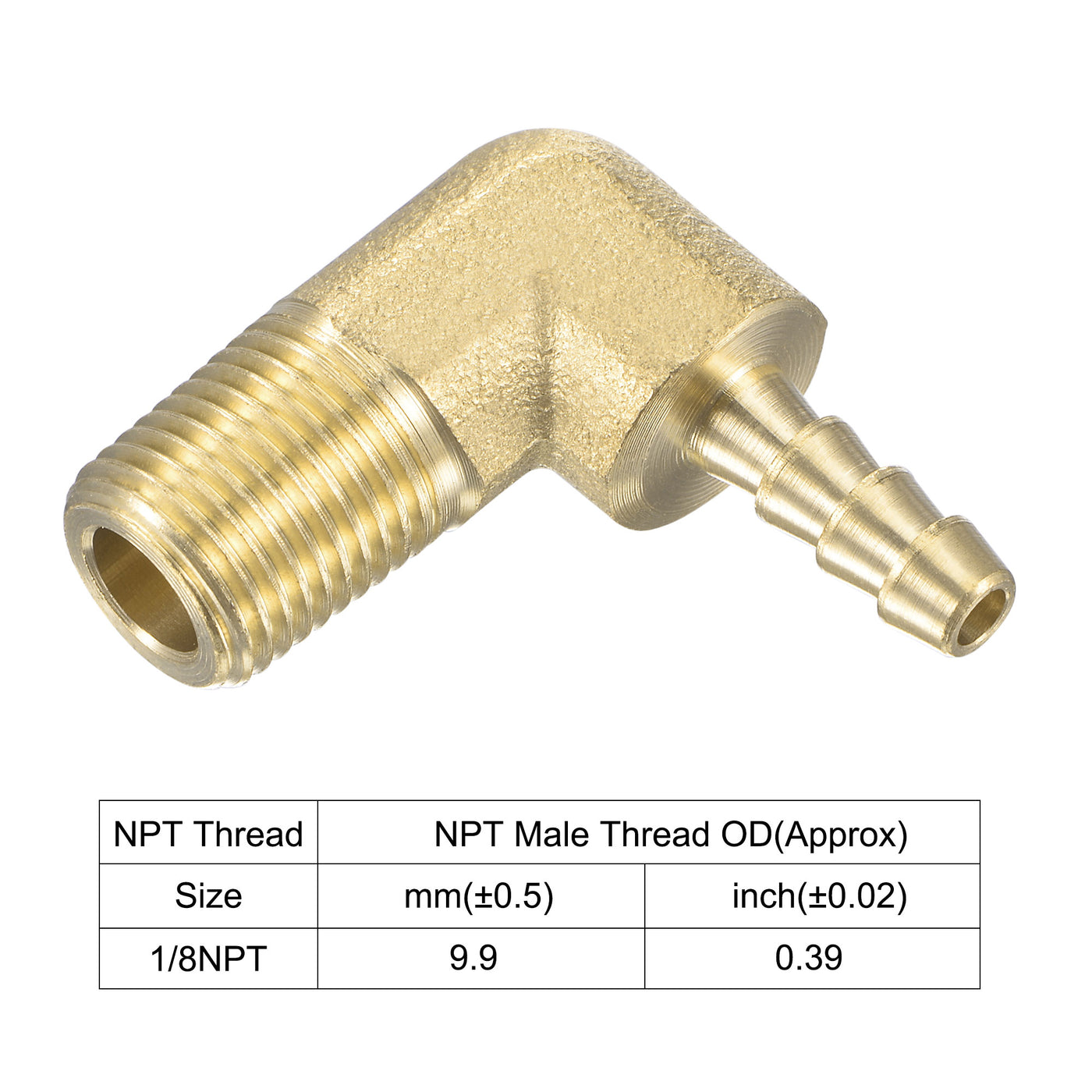 Uxcell Uxcell Brass Hose Barb Fitting Elbow 5/16 inch x 1/8 NPT Male Thread Right Angle Pipe Connector