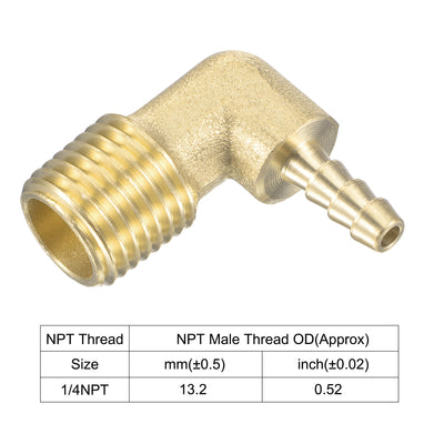 Harfington Uxcell Brass Hose Barb Fitting Elbow 5/16 inch x 1/4 NPT Male Thread Right Angle Pipe Connector, Pack of 2