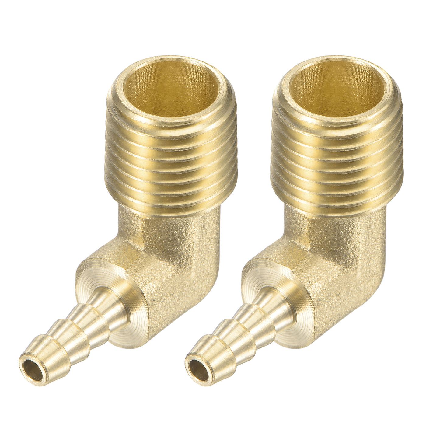 Uxcell Uxcell Brass Hose Barb Fitting Elbow 5/16 inch x 1/4 NPT Male Thread Right Angle Pipe Connector, Pack of 2